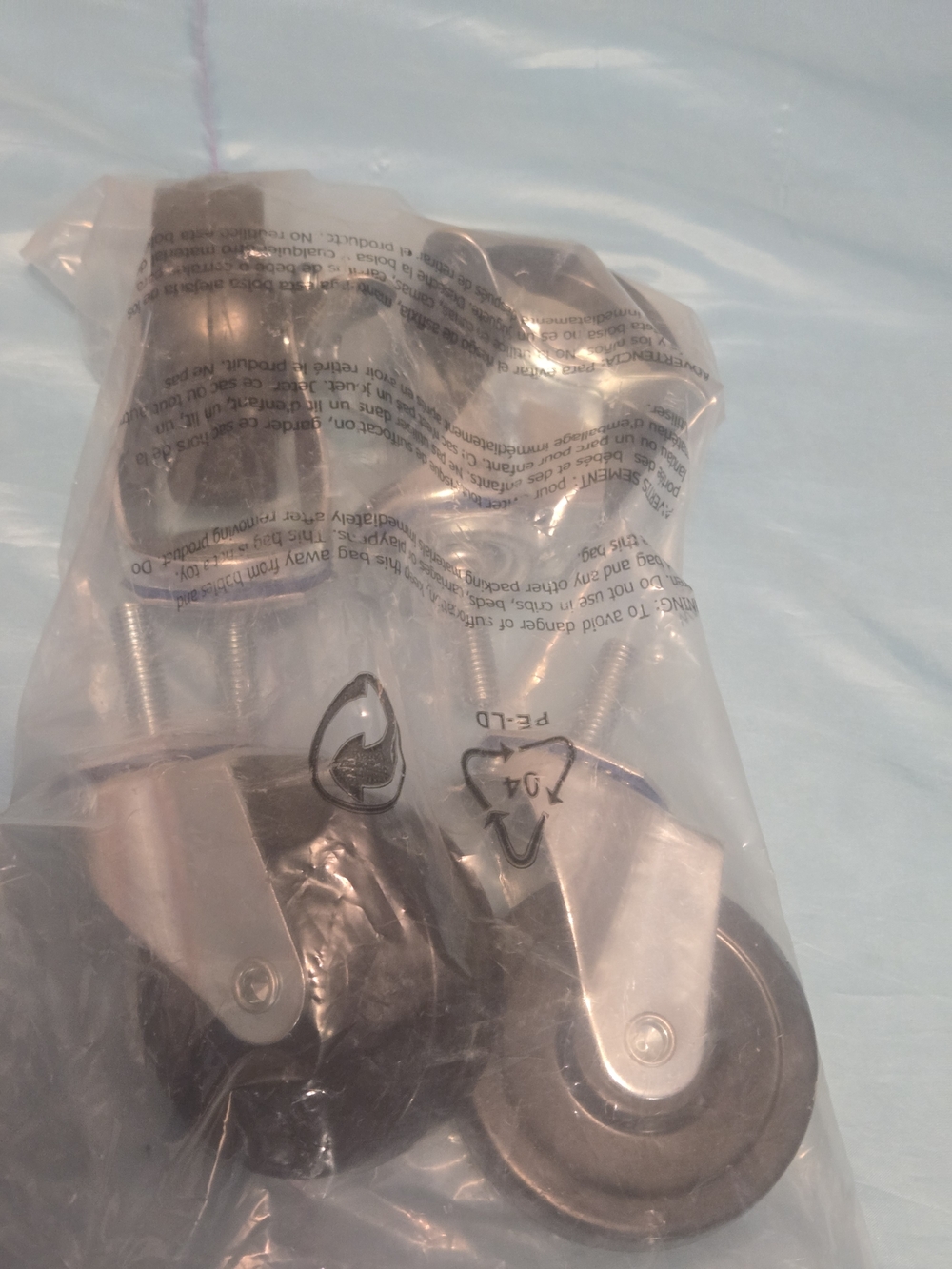 Set (4) Heavy Duty Chrome Swivel Casters 3" Hard Plastic Wheels w/ 2 Locking NEW